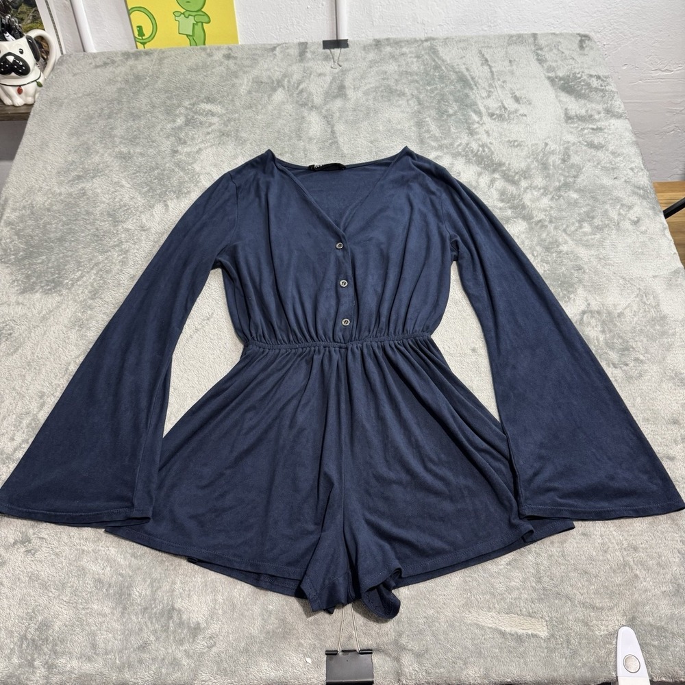 Audrey‎ 3+1 Bell Sleeve Faux Suede Romper Size S Boho Western Indie Festival Y2K